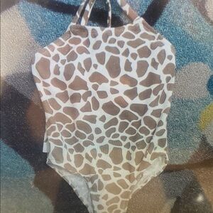 Brown and White Giraffe Print Swimsuit